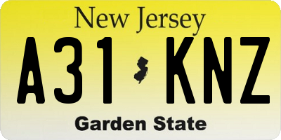 NJ license plate A31KNZ