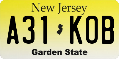 NJ license plate A31KOB