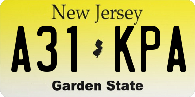 NJ license plate A31KPA