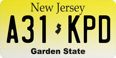 NJ license plate A31KPD