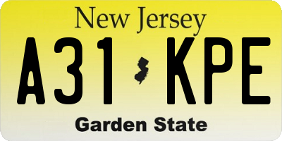 NJ license plate A31KPE
