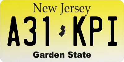 NJ license plate A31KPI