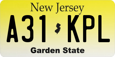 NJ license plate A31KPL