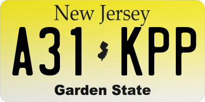 NJ license plate A31KPP