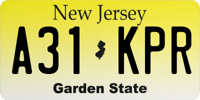 NJ license plate A31KPR