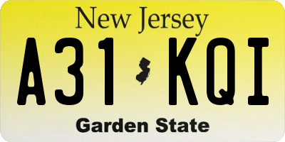 NJ license plate A31KQI
