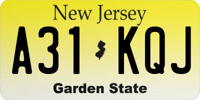 NJ license plate A31KQJ