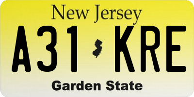 NJ license plate A31KRE