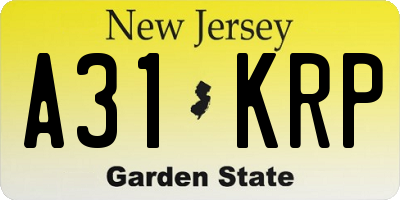 NJ license plate A31KRP