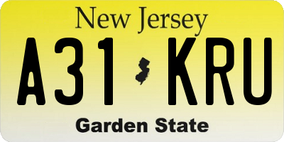 NJ license plate A31KRU