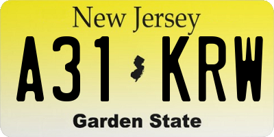 NJ license plate A31KRW