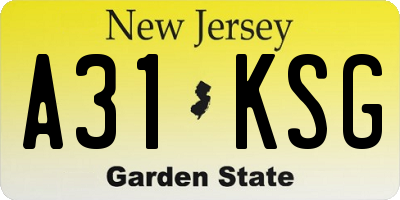 NJ license plate A31KSG
