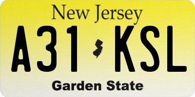 NJ license plate A31KSL