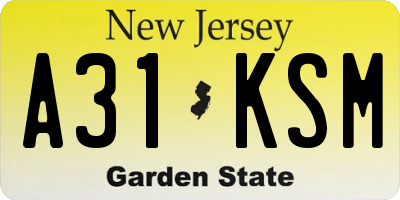 NJ license plate A31KSM