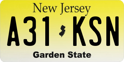 NJ license plate A31KSN