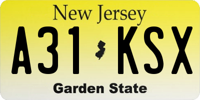 NJ license plate A31KSX