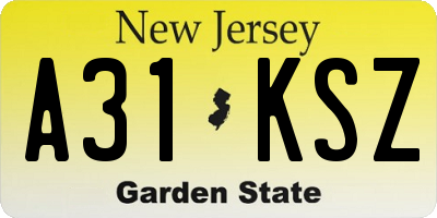 NJ license plate A31KSZ