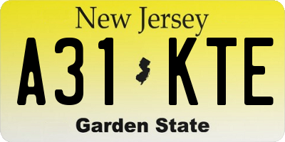 NJ license plate A31KTE