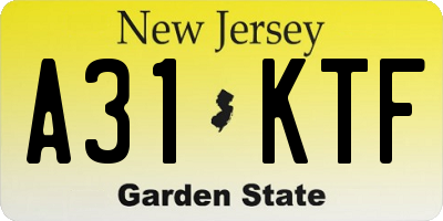 NJ license plate A31KTF