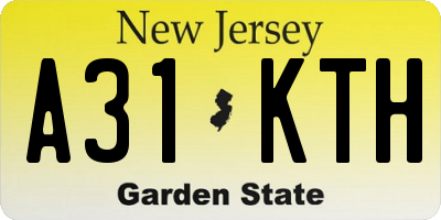 NJ license plate A31KTH