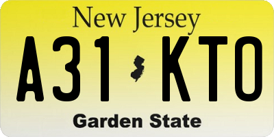 NJ license plate A31KTO
