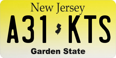 NJ license plate A31KTS