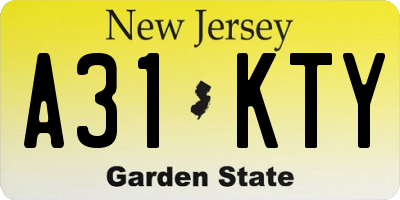 NJ license plate A31KTY