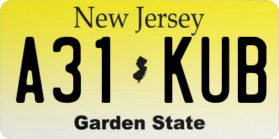 NJ license plate A31KUB