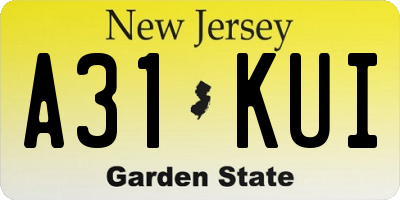 NJ license plate A31KUI