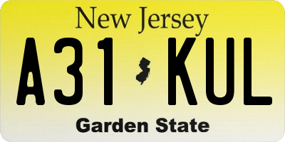NJ license plate A31KUL