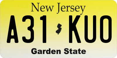 NJ license plate A31KUO