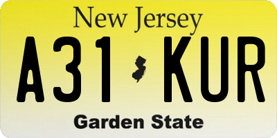 NJ license plate A31KUR
