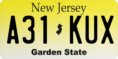 NJ license plate A31KUX