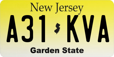 NJ license plate A31KVA