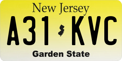 NJ license plate A31KVC