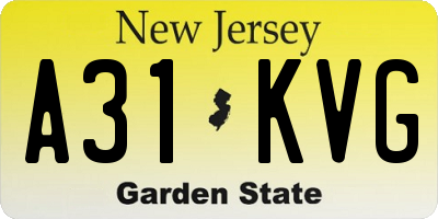 NJ license plate A31KVG