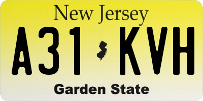 NJ license plate A31KVH