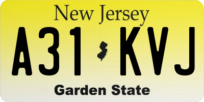 NJ license plate A31KVJ