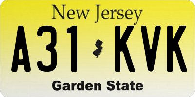 NJ license plate A31KVK