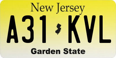NJ license plate A31KVL