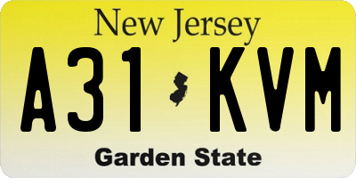 NJ license plate A31KVM