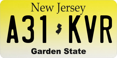 NJ license plate A31KVR