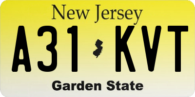 NJ license plate A31KVT