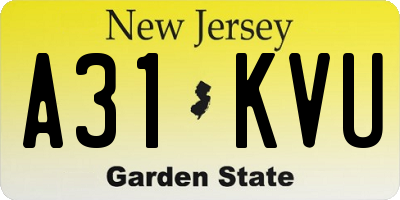 NJ license plate A31KVU