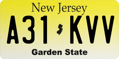 NJ license plate A31KVV