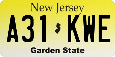 NJ license plate A31KWE