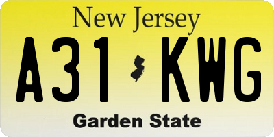 NJ license plate A31KWG