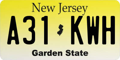 NJ license plate A31KWH