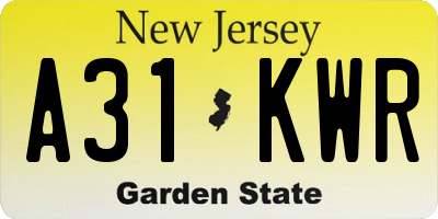 NJ license plate A31KWR