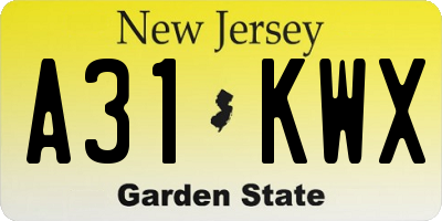 NJ license plate A31KWX